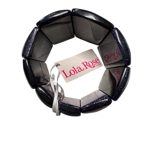 Lola Rose Blue Goldstone Stretch Bracelet With Chunky Sparkling Beads For Women - Picture 6 of 8